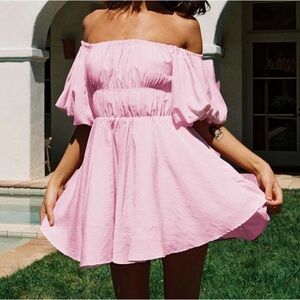 BRAND NEW Princess Polly Pink Puff Sleeve Mini Dress- Size small/US 4